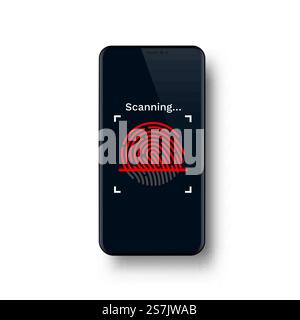 Passwort Touch ID-Telefon auf weißem Hintergrund. Vektordarstellung Stock Vektor