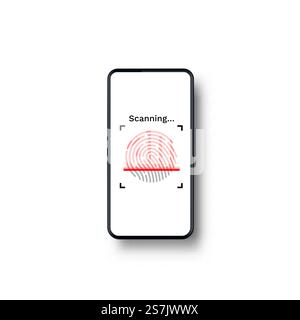 Passwort Touch ID-Telefon auf weißem Hintergrund. Vektordarstellung Stock Vektor