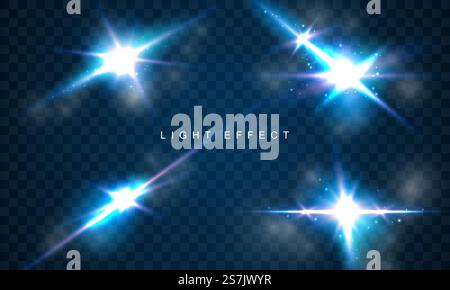 Lässt Funken Glitzer Spezial-Lichteffekt leuchten. Isoliert auf schwarzem, transparentem Hintergrund. Stock Vektor