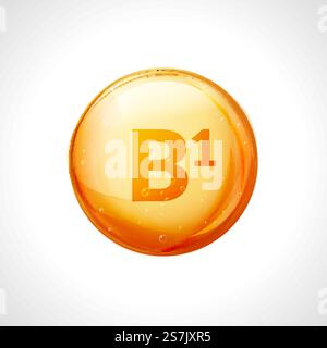 Vitamin B1 isoliert auf weiß. Medizinisches Gesundheitssymbol des Thiamins. Natürliches chemisches b1-Vitamin. Vitamin B1 isoliert auf weiß. Medizinisches Gesundheitssymbol des Thiamins. Natürliches chemisches b1-Vitamin Stock Vektor