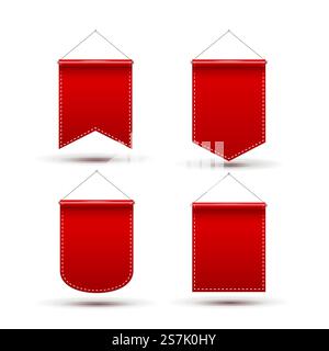 Preisbanner mit der Red Pennant Flag. Leeres Modell der Wimpel-Designvorlage. Werbung für leere Flächen... Preisbanner mit der Red Pennant Flag. Leeres Modell der Wimpel-Designvorlage. Werbung für leere Flächen Stock Vektor