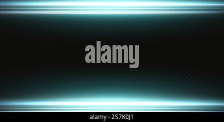 Weiße horizontale Objektivblende. Laserstrahlen, horizontale Lichtstrahlen. Schöne Lichtflecken. Leuchtende Streifen auf hellem Hintergrund. Leuchtender abstrakter, glänzend gestrichener Hintergrund. Weiße horizontale Objektivblende. Laserstrahlen, horizontale Lichtstrahlen. Schöne Lichtflecken. Stock Vektor
