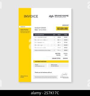 Minimale Konstruktionsvorlage für Rechnung. Rechnungsformular Rechnungsbuchung für Geschäftsrechnungen. Minimale Konstruktionsvorlage für Rechnung. Rechnungsformular Rechnungsbuchung für Geschäftsrechnungen Stock Vektor