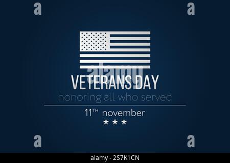 Einfache Grußkarte zum Veteranentag mit US-Flagge. Vektordarstellung Stock Vektor
