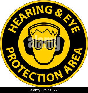 Hör- und Augenschutzschild auf weißem Hintergrund Stock Vektor