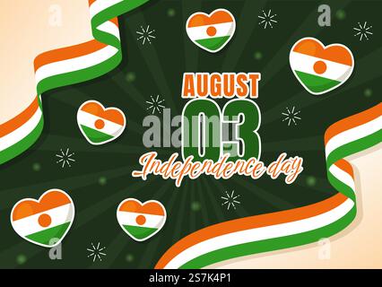 Happy Niger Republic Day Vector Illustration with Waving Flag and Country Public Holiday in Cartoon handgezeichneten Landing Page Background Templates Stock Vektor