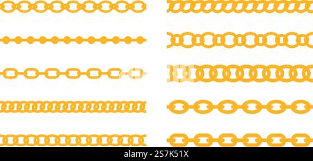 Goldener Kettenvektor. Luxusschmuck es besteht aus goldenen Ketten, die in einer Linie verflochten sind. Stock Vektor