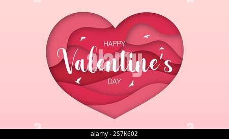 Pinkfarbene Herzen und Glückwunschnachrichten zum Valentinstag für Grußkarten für Paare Stock Vektor