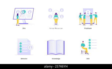 Business Onboarding Konzept Vektor-Illustration Konzept Web-Symbol. Banner mit Symbolen und Schlüsselwörtern. Geschäfts-, Management- und Unternehmensstrategiekonzept der kontinuierlichen Verbesserung. Geeignet für ui, ux, Web, Mobile, Banner und Infografik. Stock Vektor