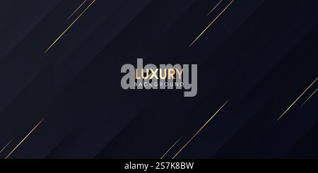 Schwarzer abstrakter Hintergrund mit Farbverlauf und goldenen Streifen Stock Vektor