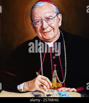 Gesegneter Álvaro del Portillo. Ein Gemälde in der Peterskirche in Wien. Der selige Álvaro del Portillo war der erste Nachfolger des Heiligen Josemaría an der Spitze des Opus Dei. Seligsprechung am 27. September 2014. Stockfoto