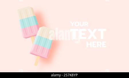 Eis und Eis für Sommersaison sehr nettes Charakter Design in Pastell-Schema-Vektor-Illustration Stock Vektor