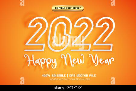Happy New Year 2022 3D-Texteffekt in Papierform Stock Vektor