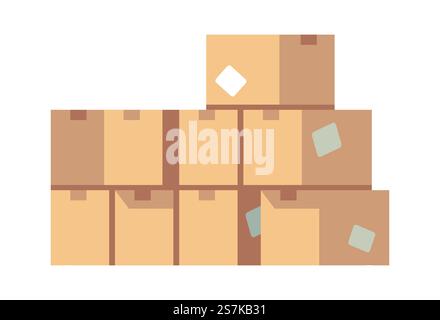 Stapel von Kartonschachteln. Gestapelte versiegelte verschiedene braune Verpackungen von Waren Vektorkonzept. Stapel von Kartonschachteln. Gestapelt versiegelt verschiedene Verpackungen von Waren Vektorkonzept Stock Vektor