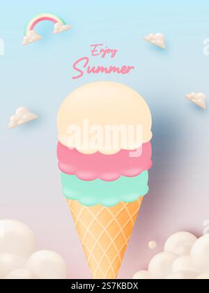Eis für Sommersaison sehr nettes Charakterdesign in Pastellschemata Vektor-Illustration Stock Vektor
