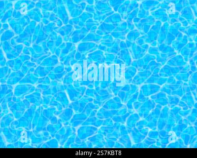 Realistisch blauer Swimmingpool mit Fliesen und Wasseroberfläche, Strömungswellen. Blauer Wasserhintergrund. Vektorabbildung... Realistischer blauer Swimmingpool. Stock Vektor