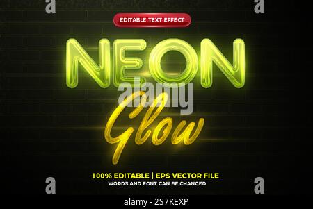 Neonlicht leuchtet 3D-Texteffekt, bearbeitbar Stock Vektor