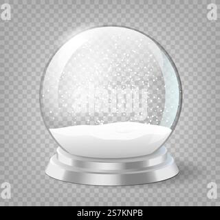 Schneekugel. Weihnachtsfeiertage Schneekugel, leere Glas Schneeballschablone. Verschneite Zauberkugel. Durchsichtige Spielzeugblase im Winterurlaub. Vektorabbildung. Schneekugel. Weihnachtsfeiertage Schneekugel, leere Glas Schneeballschablone Stock Vektor