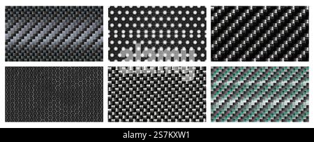 Nahtlose Kohlefaser-Textur. Schwarzes Metallic-Fasern Muster, Sport Carbon Gewebe realistischen Vektor Hintergrund. Illustrationsfasermuster, Industriebau Carbon. Nahtlose Kohlefaser-Textur. Schwarzes Metallic-Fasern Muster, Sport Carbon Gewebe realistischen Vektor Hintergrund Stock Vektor