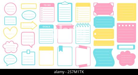 Planer Aufkleber und Rahmen Set. Sticker Planer Vorlage, Rahmen für Scrapbook Set, Illustration Notizbuch und Organizer Vektor. Planer Aufkleber und Rahmen Set. Sticker Planer-Vorlage Stock Vektor