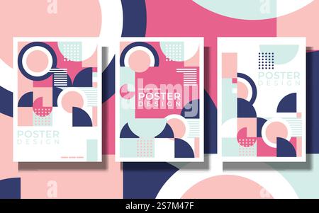 Abstraktes Bauhaus-Design mit geometrischem Hintergrund, Vektorkreis, Dreieck- und quadratischen Linien. Farbenfroher Bauhaus-Hintergrund Stock Vektor