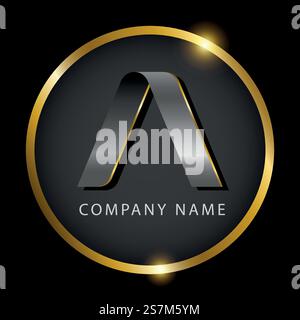 Luxusbuchstabe A in goldenem Kreis für Premium-Markenidentität oder -Label. Vektordarstellung Stock Vektor