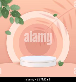 3D-Podium minimale Szene mit geometrischem Produkt. Hintergrund Vektor 3D Creme Farben Rendering mit Podium. Abstrakter Hintergrund. Szene zum Anzeigen von Kosmetikprodukten. Hintergrund 3D-Podium-Produkt-Rendering Stock Vektor