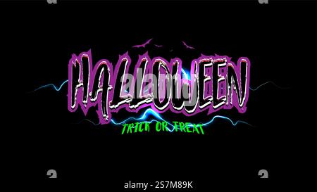 Happy halloween Trick or Treat Text Banner. Vintage, 80s, 90s und Old retro Stil Schrift Alphabet. Schriftzug im T-Shirt-Druck Stock Vektor