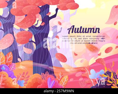 Farbenfrohe Bäume im Herbst Stock Vektor