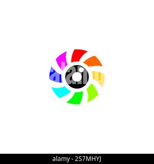 Pixelkamera-Logo-Symbol Vektorillustration. Kamera-Logo Stock Vektor