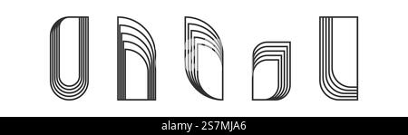Minimalistische lineare Formen, dekorativer ästhetischer Bogenrahmen, Vektor-Art-Deco-Designelemente. Lineare geometrische Formen Stock Vektor