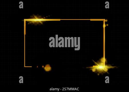 Goldener glänzender Rahmen mit Schatten auf transparentem Hintergrund. Goldener Luxus-Vintage-realistischer rechteckiger Rand. Abbildung Stock Vektor