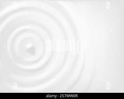 Milchkreiswelligkeit. Konzentrische Spritzwellen auf Creme, Joghurt oder Milchprodukte. Realistische Draufsicht mit runden Tropfen, wellige Textur, Vektorkonzept. Radialwellen oder Ringe für Werbung. Milchkreiswelligkeit. Konzentrische Spritzwellen auf Creme, Joghurt oder Milchprodukte. Realistische Draufsicht mit runden Tropfen, wellige Textur, Vektorkonzept Stock Vektor