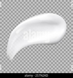 Weißer Cremeabstrich isoliert auf transparentem Hintergrund. Realistisches Make-up-Muster für Hautpflege. Vektorillustration von kosmetischem Verschmieren. Creme-Schönheitsprodukt wie Foundation, Lotion, Balsam, Sonnencreme oder Hautpflegematte. Weißer Cremeabstrich isoliert auf transparentem Hintergrund. Realistisches Make-up-Muster für Hautpflege. Vektorillustration von kosmetischem Verschmieren. Creme-Schönheitsprodukt wie Foundation, Lotion, Sonnencreme, Hautpflege-Milch Stock Vektor