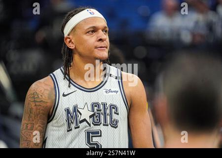 Orlando, Florida, USA, 19. Januar 2025, Orlando Magic's Paolo Banchero #5 im Kia Center. (Foto: Marty Jean-Louis/Alamy Live News Stockfoto