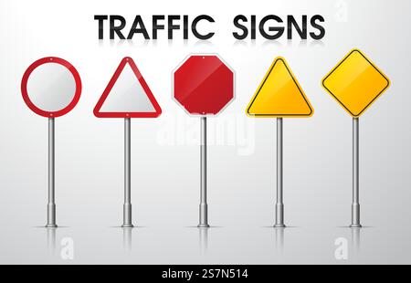 Leere Verkehrszeichen werden auf weißem Hintergrund isoliert Stock Vektor