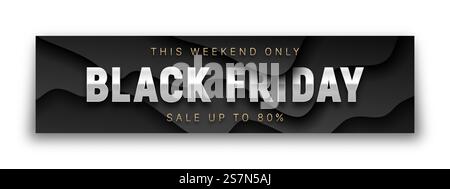 Black Friday Sale 3D Vektor Banner Moderne Typografie Metallic Text Design Vorlage isoliert auf weißem Hintergrund. Illustration Zu Verkauf, Promotion, Saisonalen Angeboten. Sonderangebot Vektor-Hintergrund Stock Vektor