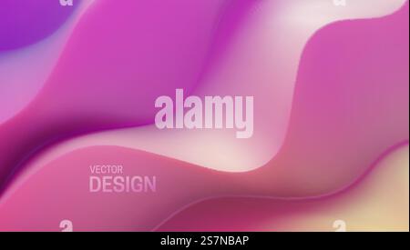 Gewellter Hintergrund in Pastellrosa. Abstrakter minimalistischer Hintergrund. Weiche, kurvige Form. Vektor-3D-Illustration. Dekoration für Banner- oder Cover-Design. Gewellter Hintergrund in Pastellrosa. Abstrakter minimalistischer Hintergrund. Stock Vektor