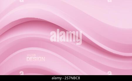 Sanfter rosafarbener Hintergrund. Abstrakter minimalistischer Hintergrund. Kurvige Form. Vektor-3D-Illustration. Dekoration für Banner- oder Cover-Design. Sanfter rosafarbener Hintergrund. Abstrakter minimalistischer Hintergrund. Stock Vektor