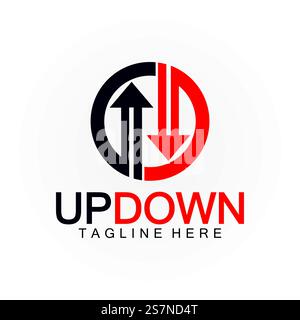 Pfeile nach oben nach unten Logo-Symbol-Designvorlage. Stock Vektor