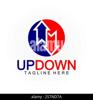 Pfeile nach oben nach unten Logo-Symbol-Designvorlage. Stock Vektor
