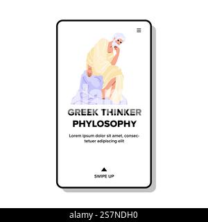 Geschichte griechischer Denker Phylosophie Vektor. Altes griechenland, alter Mensch, Mann sokrates Geschichte griechischer Denker Phylosophie Web flache Zeichentrickillustration. Geschichte griechischer Denker Phylosophie Vektor Stock Vektor