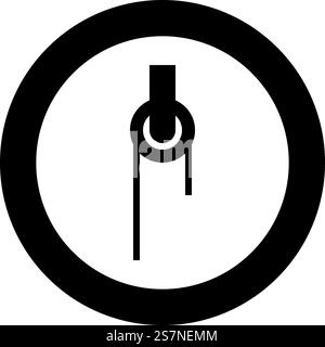 Seilwinde mit Seilrolle Konstruktion Kletterblock Ausrüstung Riemenscheibe Symbol im Kreis rund schwarz Farbe Vektor Illustration Bild solide Umrissstil einfach. Seilwinde mit Seilrolle Konstruktion Kletterblock Ausrüstung Riemenscheibe Symbol im Kreis rund schwarz Farbe Vektor Illustration Bild solide Umrissstil Stock Vektor