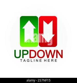 Pfeile nach oben nach unten Logo-Symbol-Designvorlage. Stock Vektor