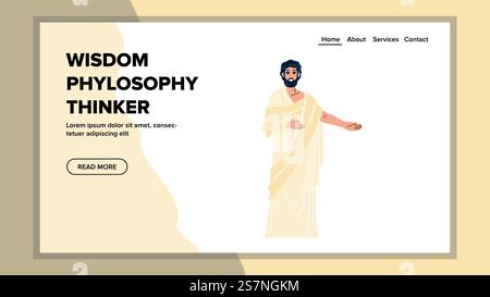 Kultur Weisheit Phylosophie Denker Vektor. Philosoph Idee, Person Wissenschaft, alte Charakterkultur Weisheit Phylosophie Denker Web flache Zeichentrickillustration. Kultur Weisheit Phylosophie Denker Vektor Stock Vektor