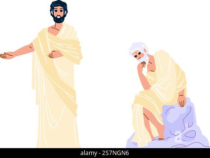 Skulptur Phylosophie Denker Vektor. Statue Mann, Kunstfrage, Wissenschaft Person Skulptur Phylosophie Denker Charakter. Leute flache Zeichentrickgrafik Illustration. Skulptur Phylosophie Denker Vektor Stock Vektor