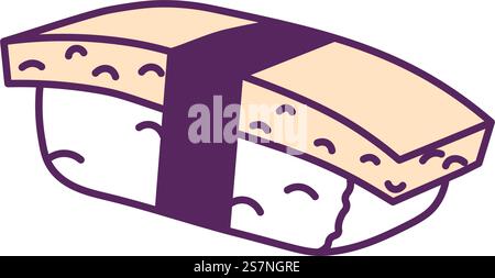 Klassische japanische Mahlzeit aus Reis, Algen und Tofu. Leckere Gerichte und Zutaten, Speisen oder Snacks. Asiatische Küche, Sushi-Sorten. Auswahl an Restaurantmenüs. Vektor in abgewickelter Form. Sushi mit Tofu, Reis und Meeresalgen japanische Küche Stock Vektor