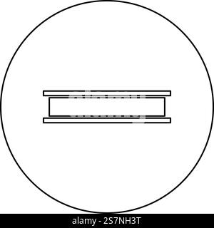 Trägerträger I-Träger Stahl Stangenschiene Stück für Bau Metallindustrie Konzept Baumaterial Symbol im Kreis rund schwarz Farbe Vektor Illustration Bild Umriss Kontur Linie dünne Art einfach. Trägerträger I-Träger Stahl Stangenschiene Stück für Bau Metallindustrie Konzept Baumaterial Icon im Kreis rund schwarz Farbe Vektor Illustration Bild Umriss Kontur Linie dünne Art Stock Vektor
