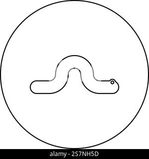 Kriechwurm Regenwurm Kriechtier Kriechtier Symbol im Kreis rund schwarz Farbe Vektor Illustration Bild Umriss Kontur Linie dünne Stil einfach. Kriechwurm Regenwurm Kriechwurm wirbellose Kreatur Helminth Parasit Schädling Kriechwurm Symbol im Kreis rund schwarz Farbe Vektor Illustration Bild Umriss Kontur Linie dünner Stil Stock Vektor