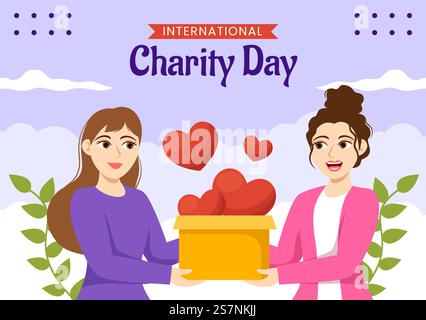 Internationaler Tag der Nächstenliebe Social Media Hintergrund flache, handgezeichnete Cartoon-Vorlagen Illustration Stock Vektor